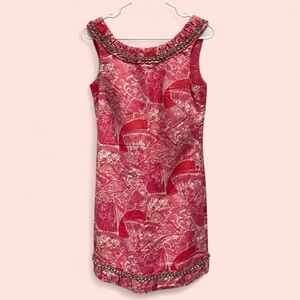 Lily Pulitzer Sophie vibrant pink‎ fan printed bejeweled dress 6
